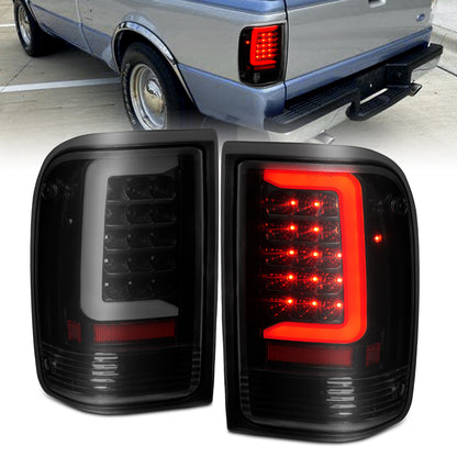 Tail Light Set LED Black Housing Smoke Lens Pair Ford F-100 Ranger 1996-1997, Ford Ranger 1993-1997 AnzoUSA