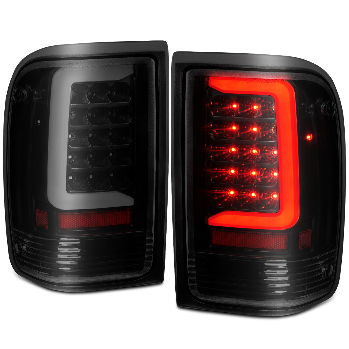 Tail Light Set LED Black Housing Smoke Lens Pair Ford F-100 Ranger 1996-1997, Ford Ranger 1993-1997 AnzoUSA-1