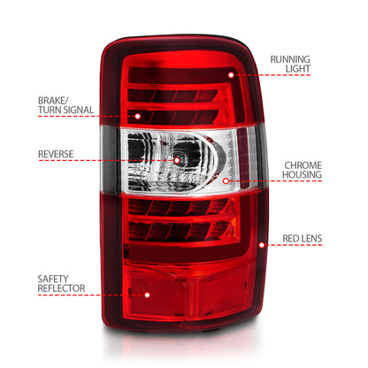Tail Light Set LED Chrome Housing Red/Clear Lens Pair Chevrolet Suburban 1500/2500/Tahoe 2000-2006, GMC Yukon/XL 1500 2000-2006, Yukon XL 2500 2001-2006 AnzoUSA-3