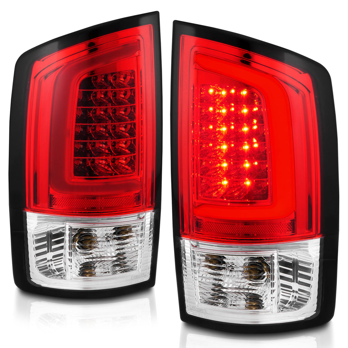 Tail Light Set LED Chrome Housing Red/Clear Lens Pair Dodge Ram 1500 2002-2006, 2500/3500 2003-2006 AnzoUSA-6
