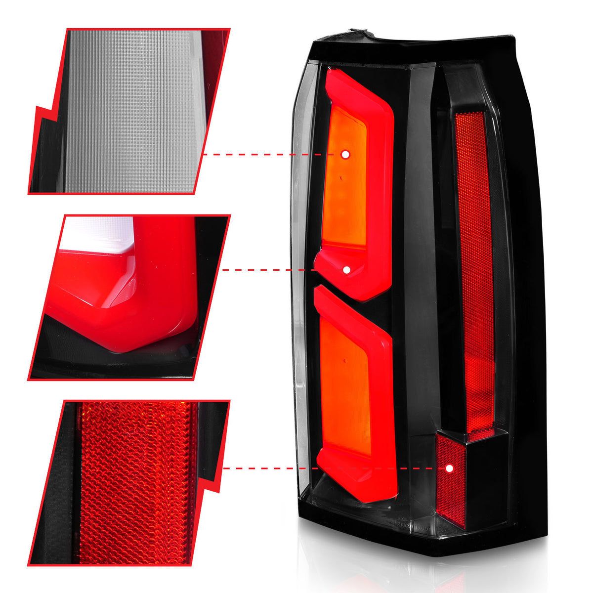 Tail Light Set LED W/ Light Bar Style Black Housing Clear Lens Pair Chevrolet Suburban/Tahoe 2015-2020 AnzoUSA-2
