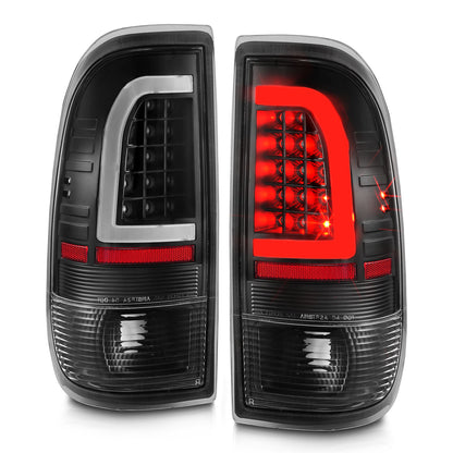 Tail Light Set Clear Lens Pair LED W/ Light Bar Style Black Housing Ford F-150 1997-2003, Ford F-250/F-350/F-450 Super Duty 1999-2007 AnzoUSA-1