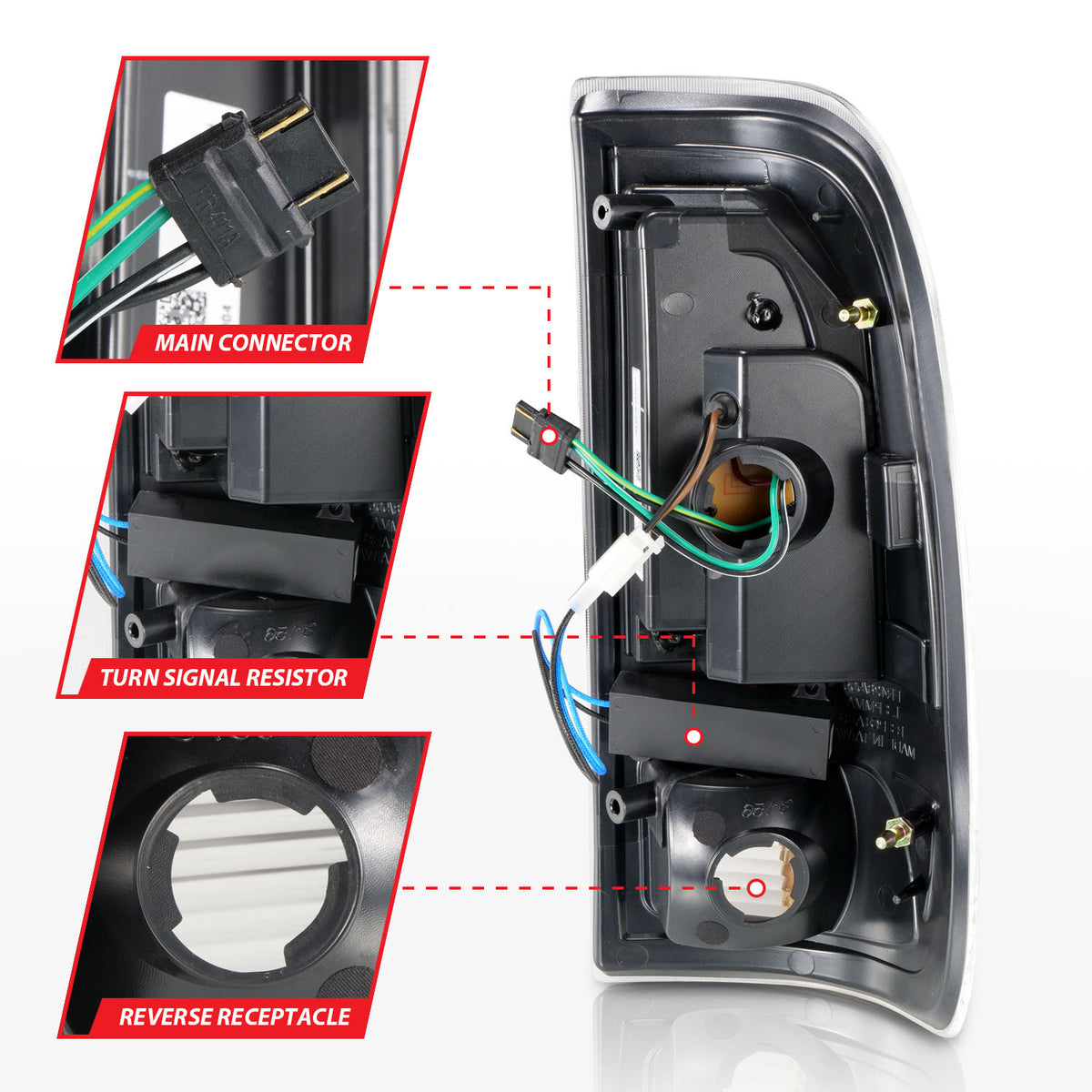 Tail Light Set Clear Lens Pair LED W/ Light Bar Style Black Housing Ford F-150 1997-2003, Ford F-250/F-350/F-450 Super Duty 1999-2007 AnzoUSA-4