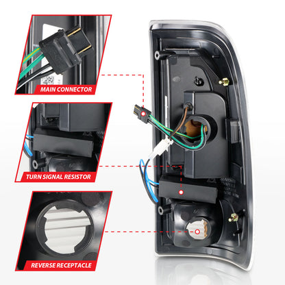 Tail Light Set Clear Lens Pair LED W/ Light Bar Style Black Housing Ford F-150 1997-2003, Ford F-250/F-350/F-450 Super Duty 1999-2007 AnzoUSA-4