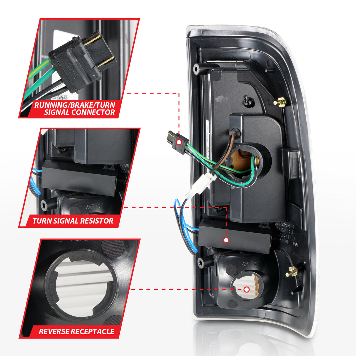 Tail Light Set LED W/ Light Bar Style Black Housing Smoke Lens Pair Ford F-150 1997-2003, Ford F-250/F-350/F-450 Super Duty 1999-2007 AnzoUSA-4