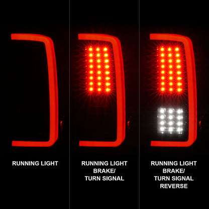 Tail Light Set LED W/ Light Bar Style Black Housing Smoke Lens Pair Chevrolet Silverado 1500/3500 2007-2013, 2500/2500 HD/3500 HD 2007-2014 AnzoUSA-1
