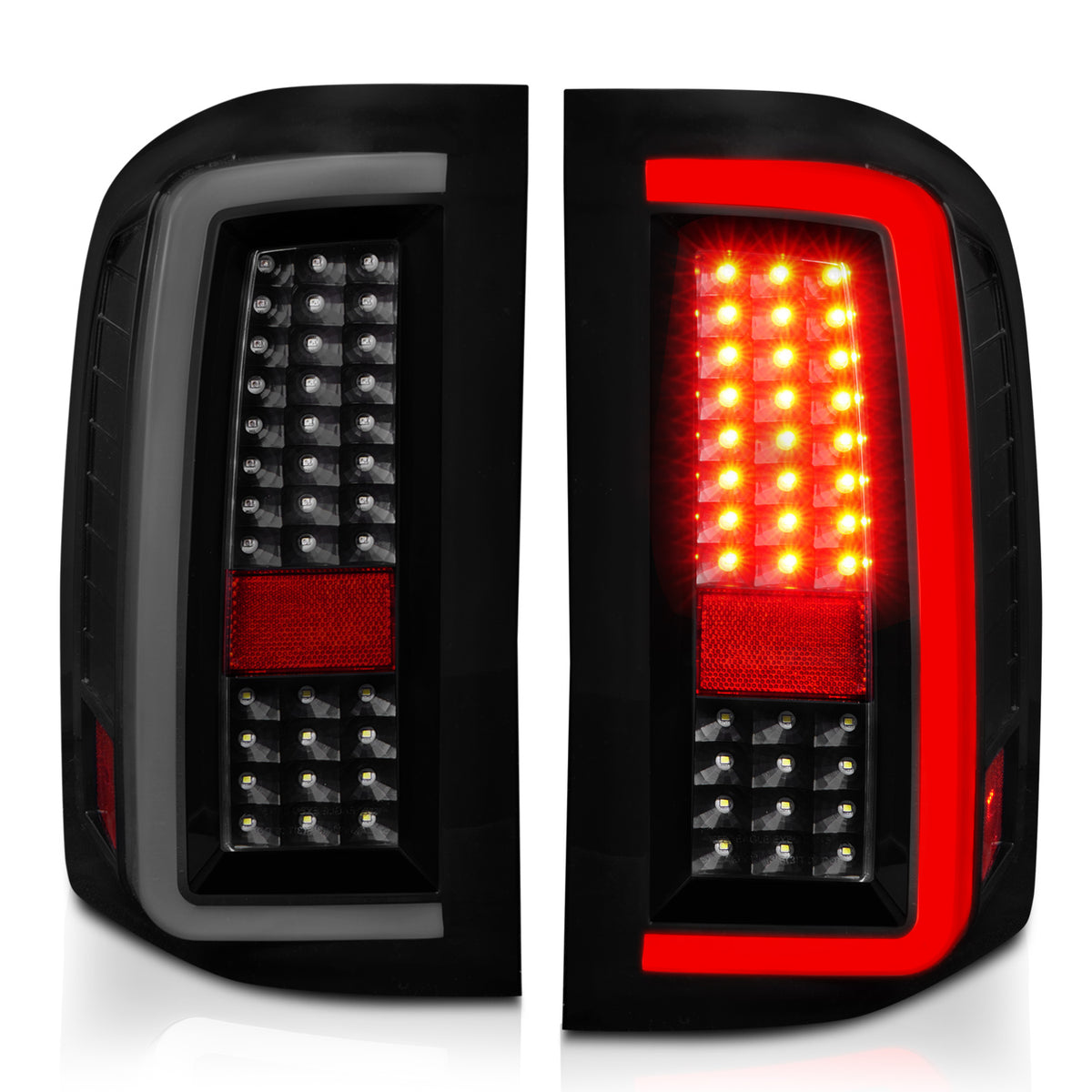 Tail Light Set LED W/ Light Bar Style Black Housing Smoke Lens Pair Chevrolet Silverado 1500/3500 2007-2013, 2500/2500 HD/3500 HD 2007-2014 AnzoUSA-6