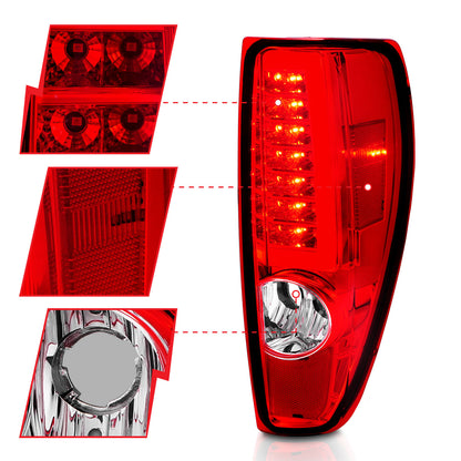 Tail Light Set LED W/ Light Bar Style Chrome Housing Red/Clear Lens Pair Colorado/Canyon 2004-2012 AnzoUSA-2