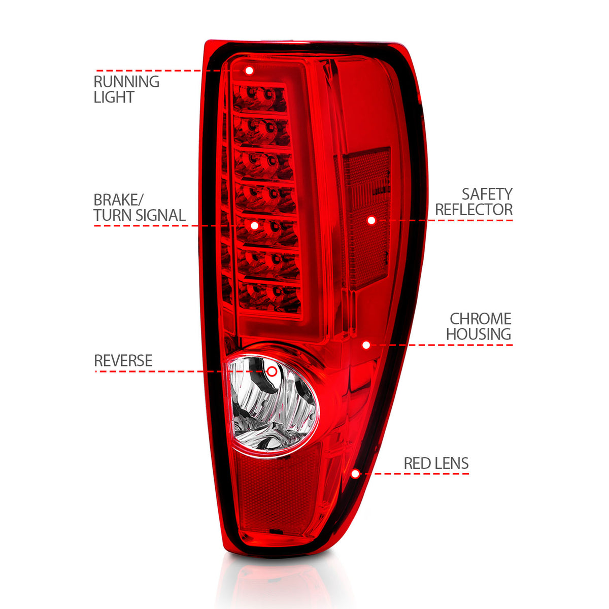 Tail Light Set LED W/ Light Bar Style Chrome Housing Red/Clear Lens Pair Colorado/Canyon 2004-2012 AnzoUSA-3