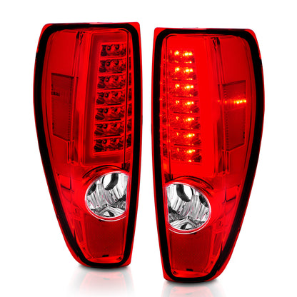 Tail Light Set LED W/ Light Bar Style Chrome Housing Red/Clear Lens Pair Colorado/Canyon 2004-2012 AnzoUSA-6
