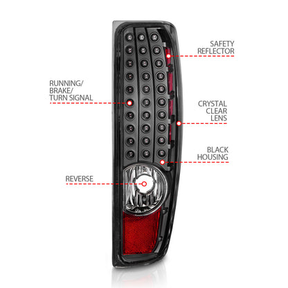 Tail Light Set LED Black Housing Pair Colorado/Canyon 2004-2012 AnzoUSA-3