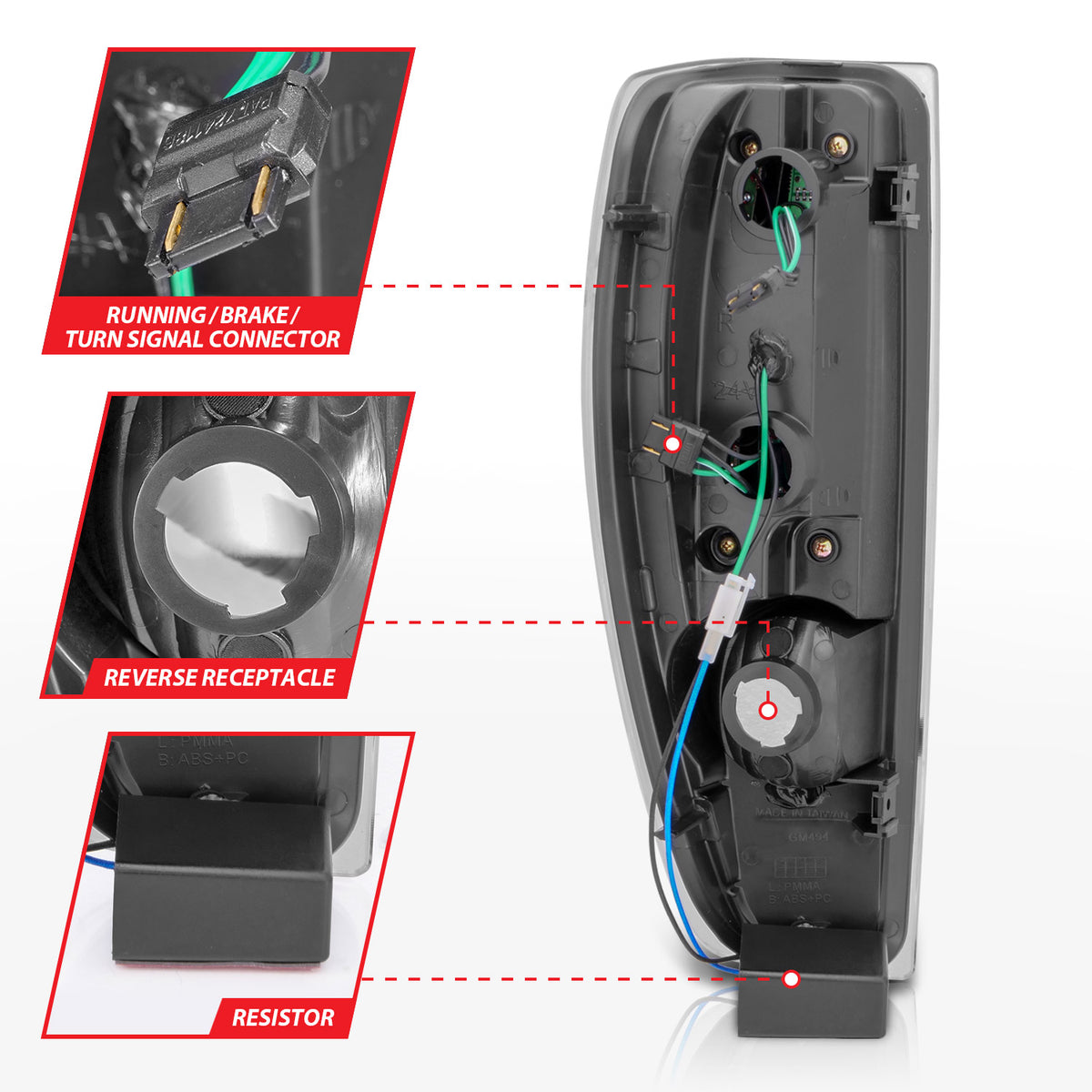 Tail Light Set LED Black Housing Pair Colorado/Canyon 2004-2012 AnzoUSA-4