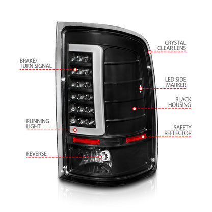 Tail Light Set Black Housing Clear Lens Pair LED W/ Light Bar Style GMC Sierra 1500/2500 HD/3500 HD 2007-2014, 1500 HD/3500 2007 AnzoUSA-3