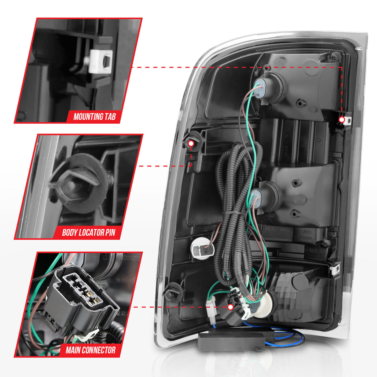 Tail Light Set Black Housing Clear Lens Pair LED W/ Light Bar Style GMC Sierra 1500/2500 HD/3500 HD 2007-2014, 1500 HD/3500 2007 AnzoUSA-4
