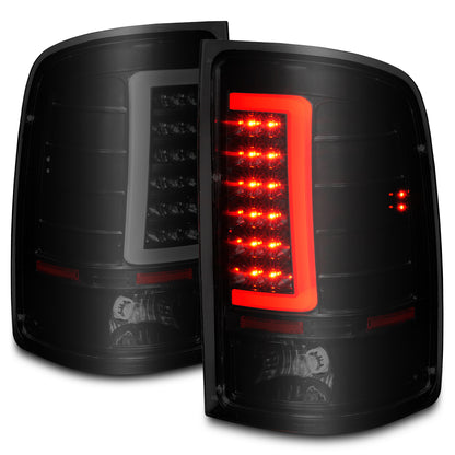 Tail Light Set LED W/ Light Bar Style Black Housing Smoke Lens Pair GMC Sierra 1500/2500 HD/3500 HD 2007-2014, 1500 HD/3500 2007 AnzoUSA-1