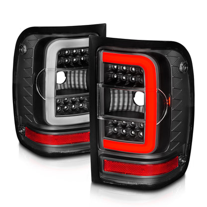 Tail Light Set LED W/ Light Bar Style Black Housing Clear Lens Pair Ford Ranger 2001-2011 AnzoUSA-6