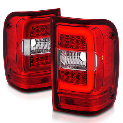 Tail Light Set LED W/ Light Bar Style Chrome Housing Red/Clear Lens Pair Ford Ranger 2001-2011 AnzoUSA-6