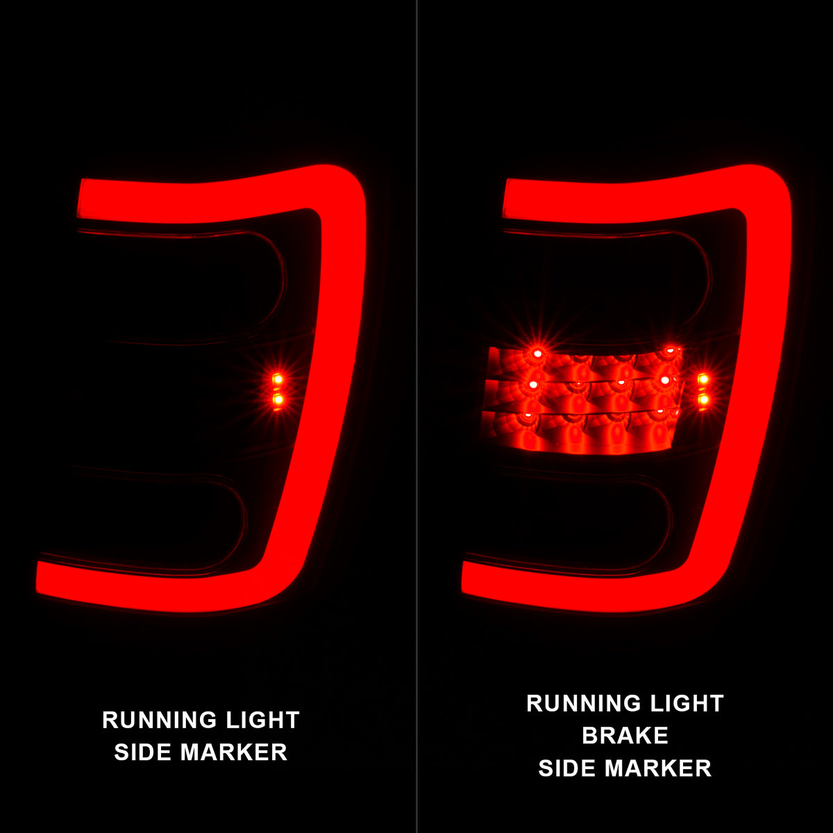 Tail Light Set LED W/ Light Bar Style Black Housing Clear Lens Pair Jeep Grand Cherokee 1999-2004 AnzoUSA-1