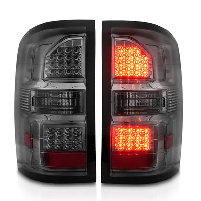 Tail Light Set LED Chrome Housing Smoke Lens Pair GMC Sierra 1500 2015-2018, 2500 HD/3500 HD 2014-2018 AnzoUSA-6
