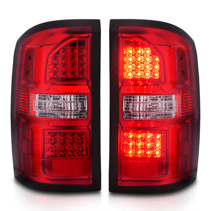 Tail Light Set LED Chrome Housing Red/Clear Lens Pair GMC Sierra 1500 2015-2018, 2500 HD/3500 HD 2014-2018 AnzoUSA-6
