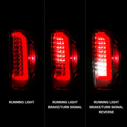 Tail Light Set LED W/ Light Bar Style Chrome Housing Clear Lens Pair GMC Canyon 2015-2021 AnzoUSA-1