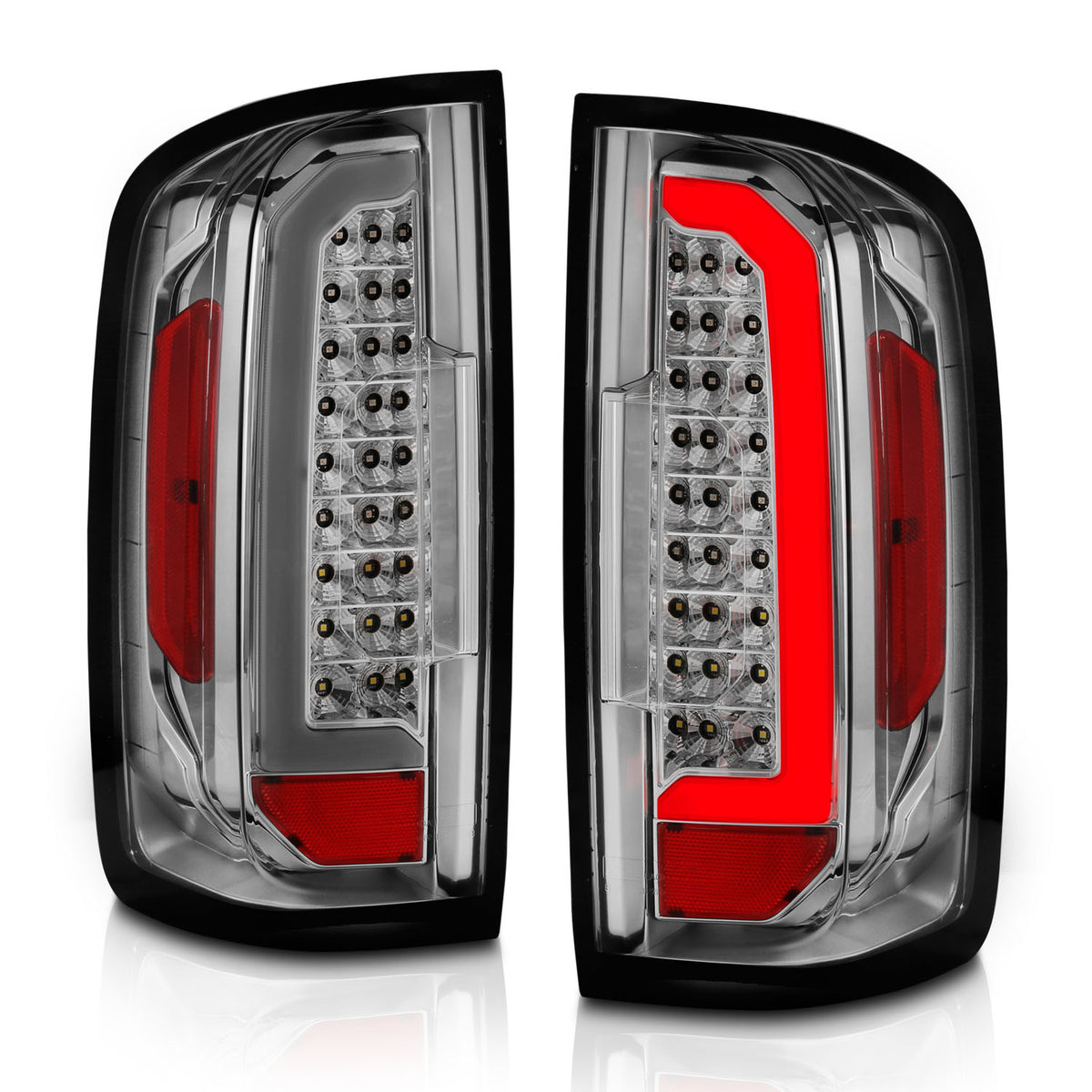 Tail Light Set LED W/ Light Bar Style Chrome Housing Clear Lens Pair GMC Canyon 2015-2021 AnzoUSA-6