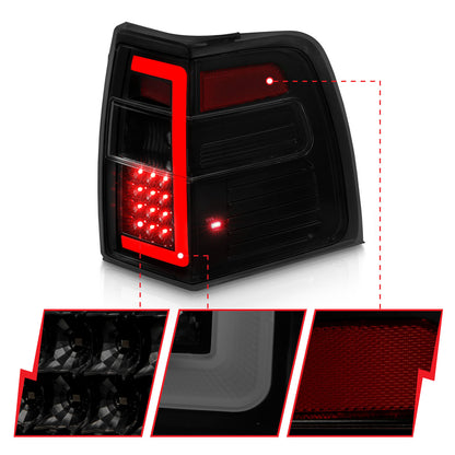 Tail Light Set LED W/ Light Bar Style Sequential Black Housing Smoke Lens Pair Ford Expedition 2007-2017 AnzoUSA-2