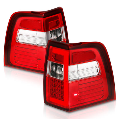 Tail Light Set LED W/ Light Bar Style Sequential Chrome Housing Red/Clear Lens Pair Ford Expedition 2007-2017 AnzoUSA-6