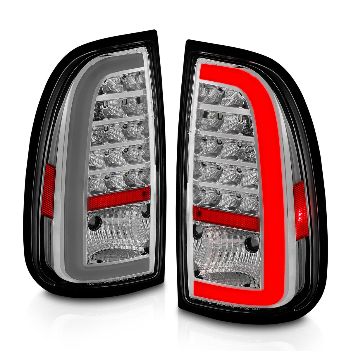 Tail Light Set Chrome Housing Clear Lens Pair LED W/ Light Bar Style Toyota Tundra 2000-2006 AnzoUSA-6