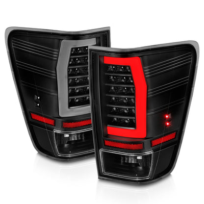 Tail Light Set W/ Light Bar Style Black Housing Clear Lens Pair LED Nissan TITAN 2004-2015 AnzoUSA-6