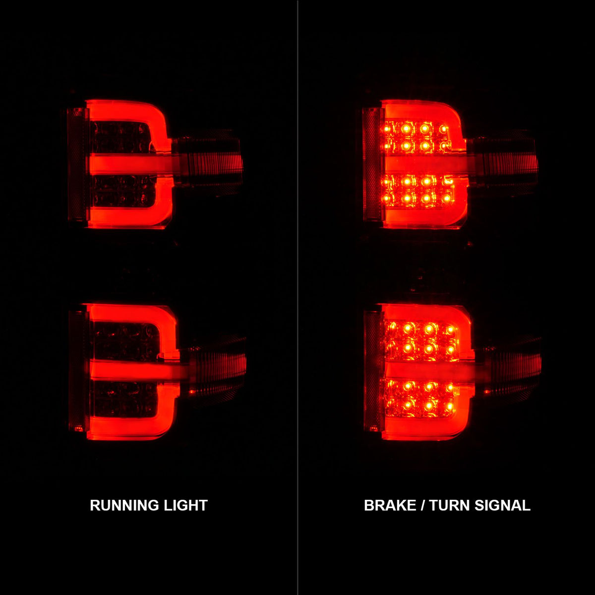 Tail Light Set LED Black Housing Clear Lens Pair Will Not Work On Factory LED Tail Light For Gmc Sierra Dually Models Chevrolet Silverado 1500 2014-2018, 2500 HD/3500 HD 2015-2019, GMC Sierra 3500 HD 2015-2019 AnzoUSA-2