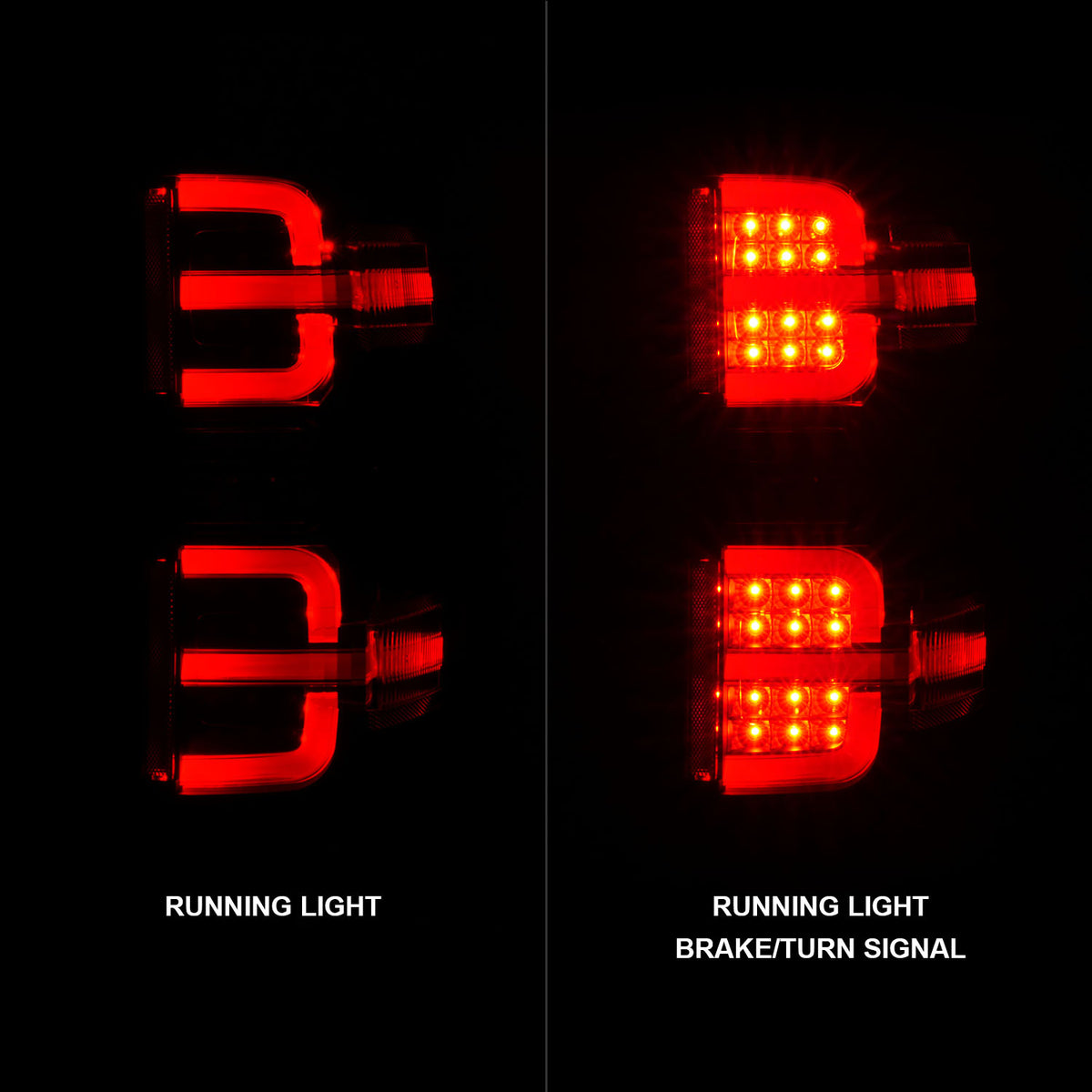 Tail Light Set LED W/ Light Bar Style Black Housing Clear Lens Pair Chevrolet Silverado 1500 2014-2018, 2500/3500 2015-2018, 2500 HD/3500 HD 2015-2019, GMC Sierra 3500 HD 2015-2019 AnzoUSA-1