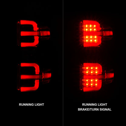 Tail Light Set LED W/ Light Bar Style Black Housing Clear Lens Pair Chevrolet Silverado 1500 2014-2018, 2500/3500 2015-2018, 2500 HD/3500 HD 2015-2019, GMC Sierra 3500 HD 2015-2019 AnzoUSA-1