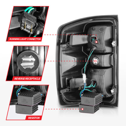 Tail Light Set LED W/ Light Bar Style Black Housing Clear Lens Pair Chevrolet Silverado 1500 2014-2018, 2500/3500 2015-2018, 2500 HD/3500 HD 2015-2019, GMC Sierra 3500 HD 2015-2019 AnzoUSA-4