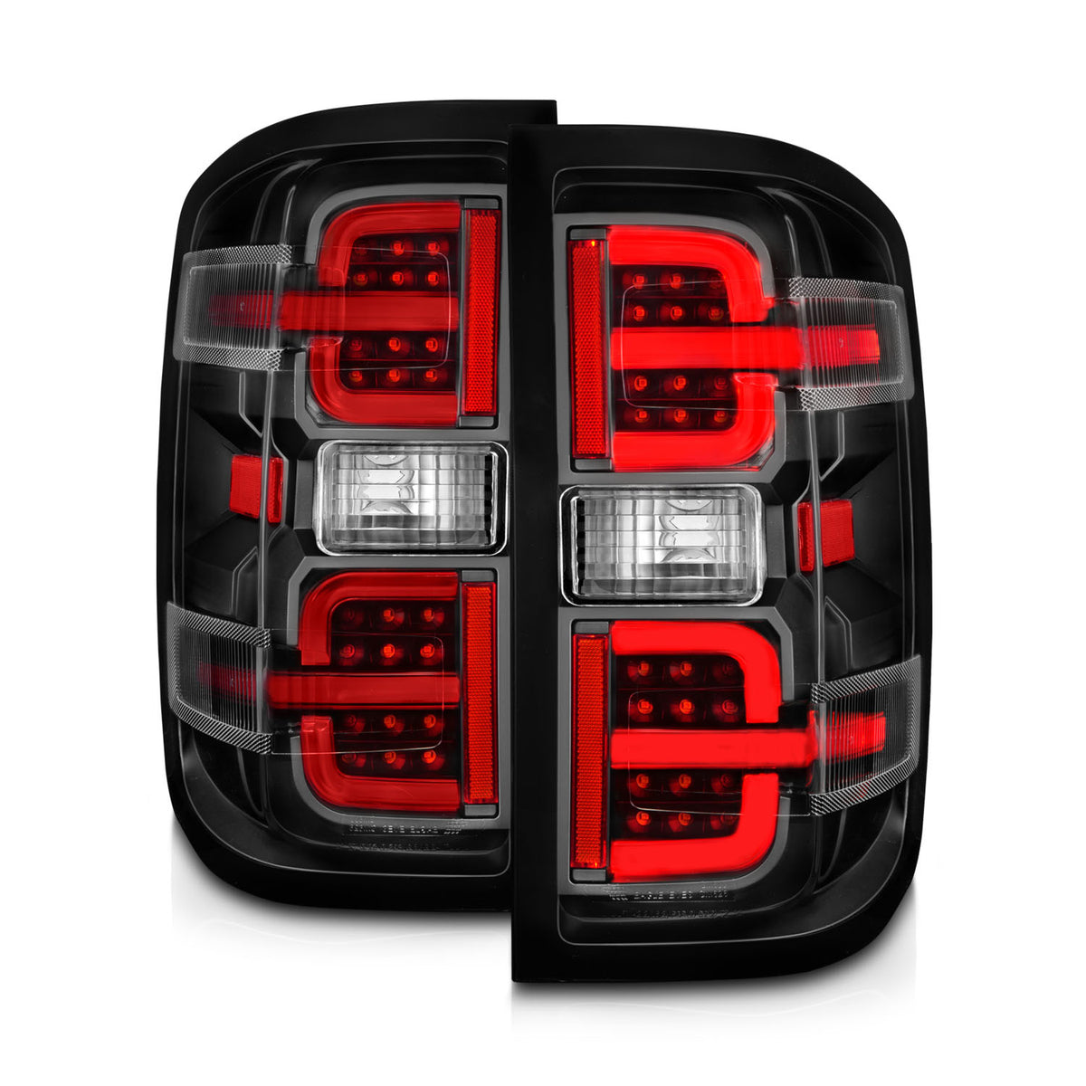 Tail Light Set LED W/ Light Bar Style Black Housing Clear Lens Pair Chevrolet Silverado 1500 2014-2018, 2500/3500 2015-2018, 2500 HD/3500 HD 2015-2019, GMC Sierra 3500 HD 2015-2019 AnzoUSA-6