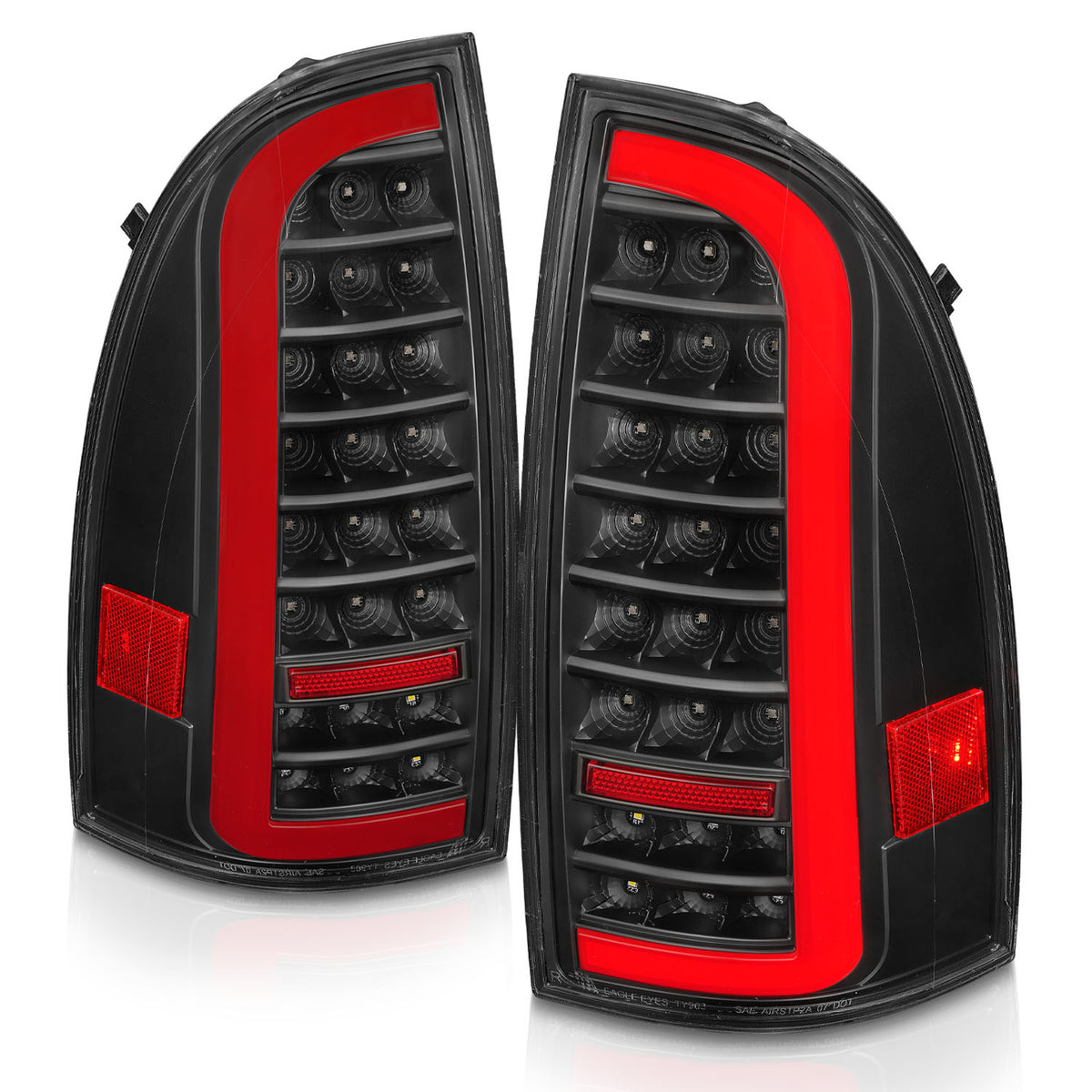 Tail Light Set LED W/ Light Bar Style Sequential Black Housing Clear Lens Pair Toyota Tacoma 2005-2015 AnzoUSA-1