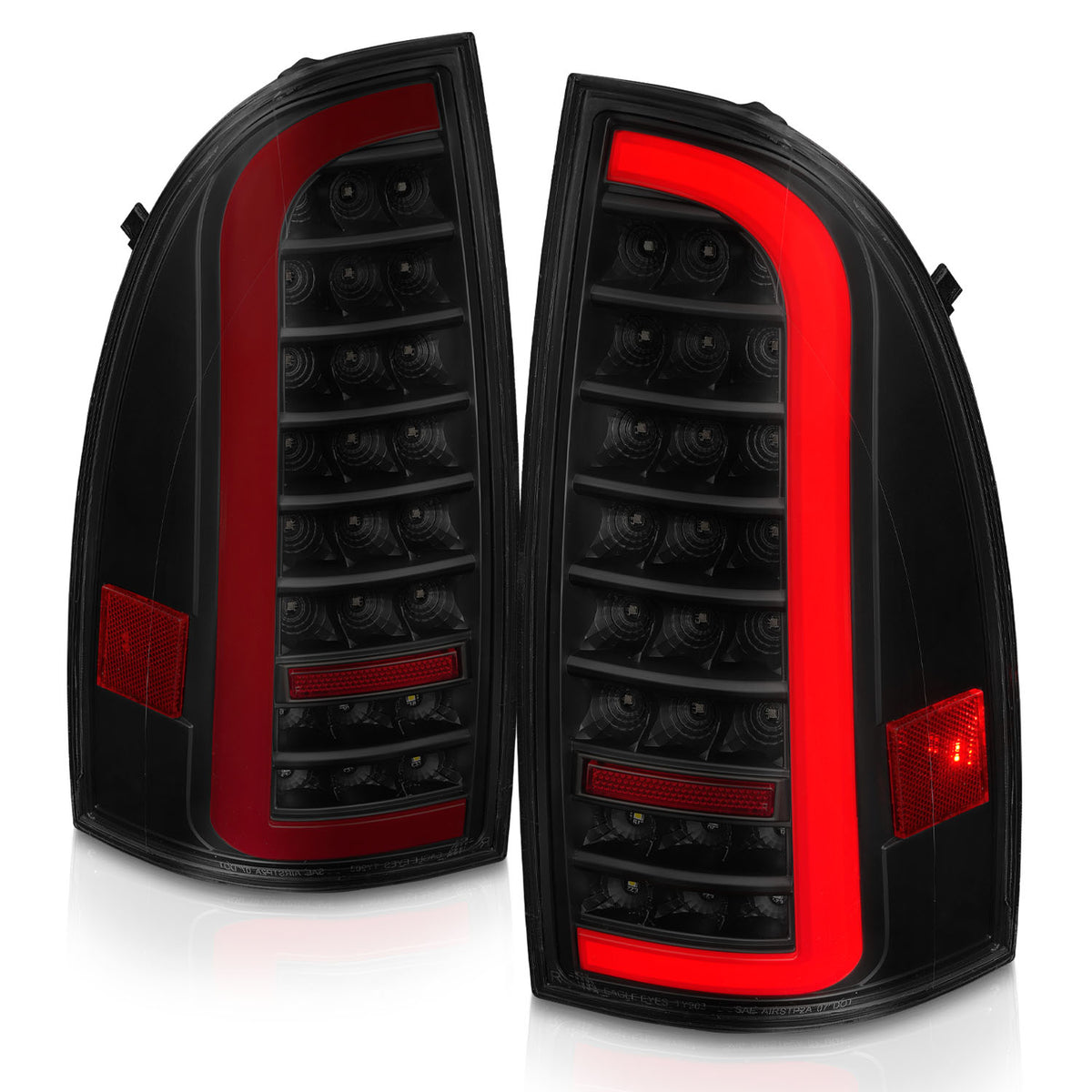 Tail Light Set LED W/ Light Bar Style Sequential Black Housing Smoke Lens Pair Toyota Tacoma 2005-2015 AnzoUSA-1