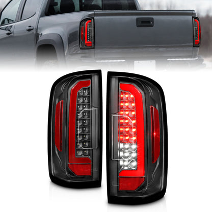 Tail Light Set LED W/ Red Light Bar Style Black Housing Clear Lens Pair Chevrolet Colorado 2015-2022 AnzoUSA