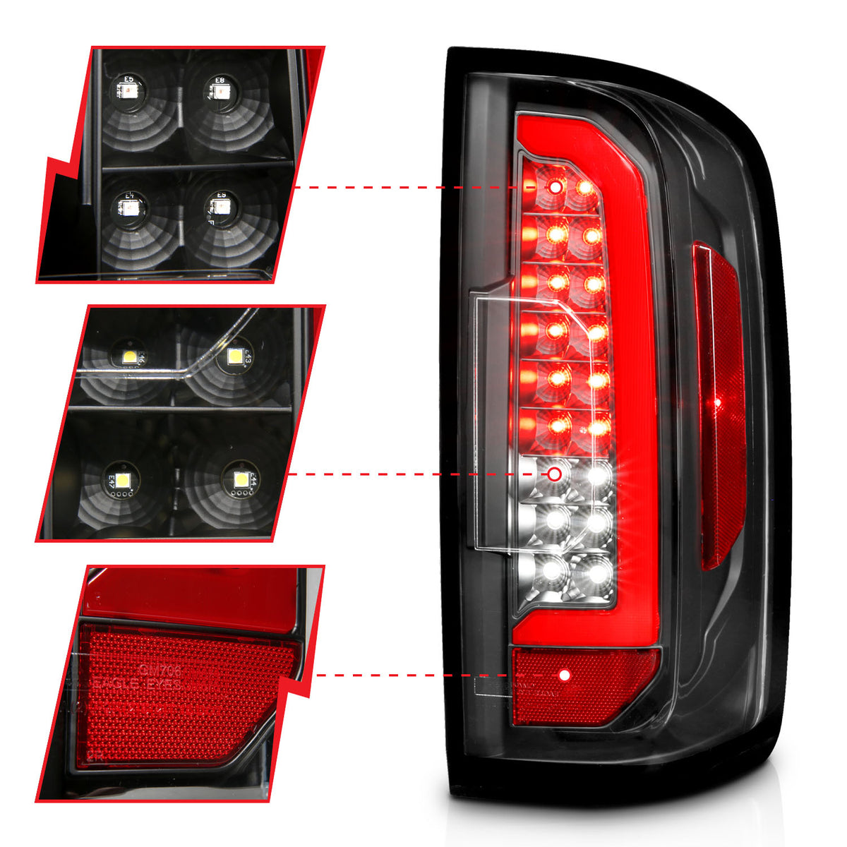 Tail Light Set LED W/ Red Light Bar Style Black Housing Clear Lens Pair Chevrolet Colorado 2015-2022 AnzoUSA-2