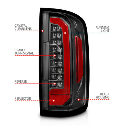Tail Light Set LED W/ Red Light Bar Style Black Housing Clear Lens Pair Chevrolet Colorado 2015-2022 AnzoUSA-3