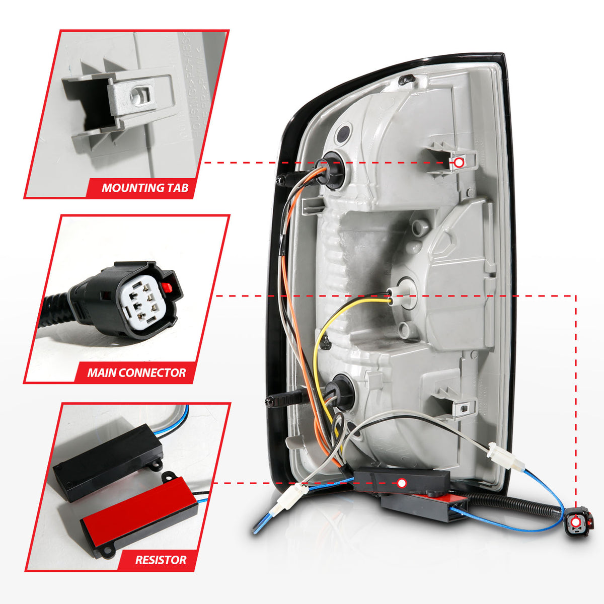 Tail Light Set LED W/ Red Light Bar Style Black Housing Clear Lens Pair Chevrolet Colorado 2015-2022 AnzoUSA-4