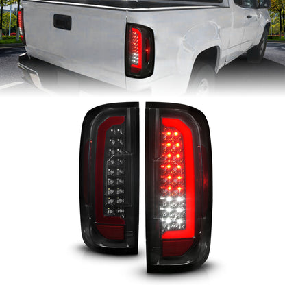 Tail Light Set LED W/ Red Light Bar Style Black Housing Smoke Lens Pair GMC Canyon 2015-2022 AnzoUSA