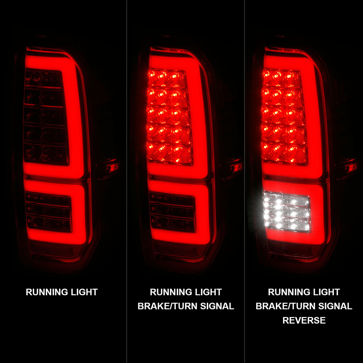 Tail Light Set LED W/ Red Light Bar Style Sequential Chrome Housing Clear Lens Pair Toyota Tundra 2014-2021 AnzoUSA-1