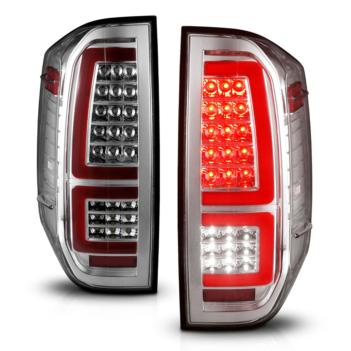 Tail Light Set LED W/ Red Light Bar Style Sequential Chrome Housing Clear Lens Pair Toyota Tundra 2014-2021 AnzoUSA-6