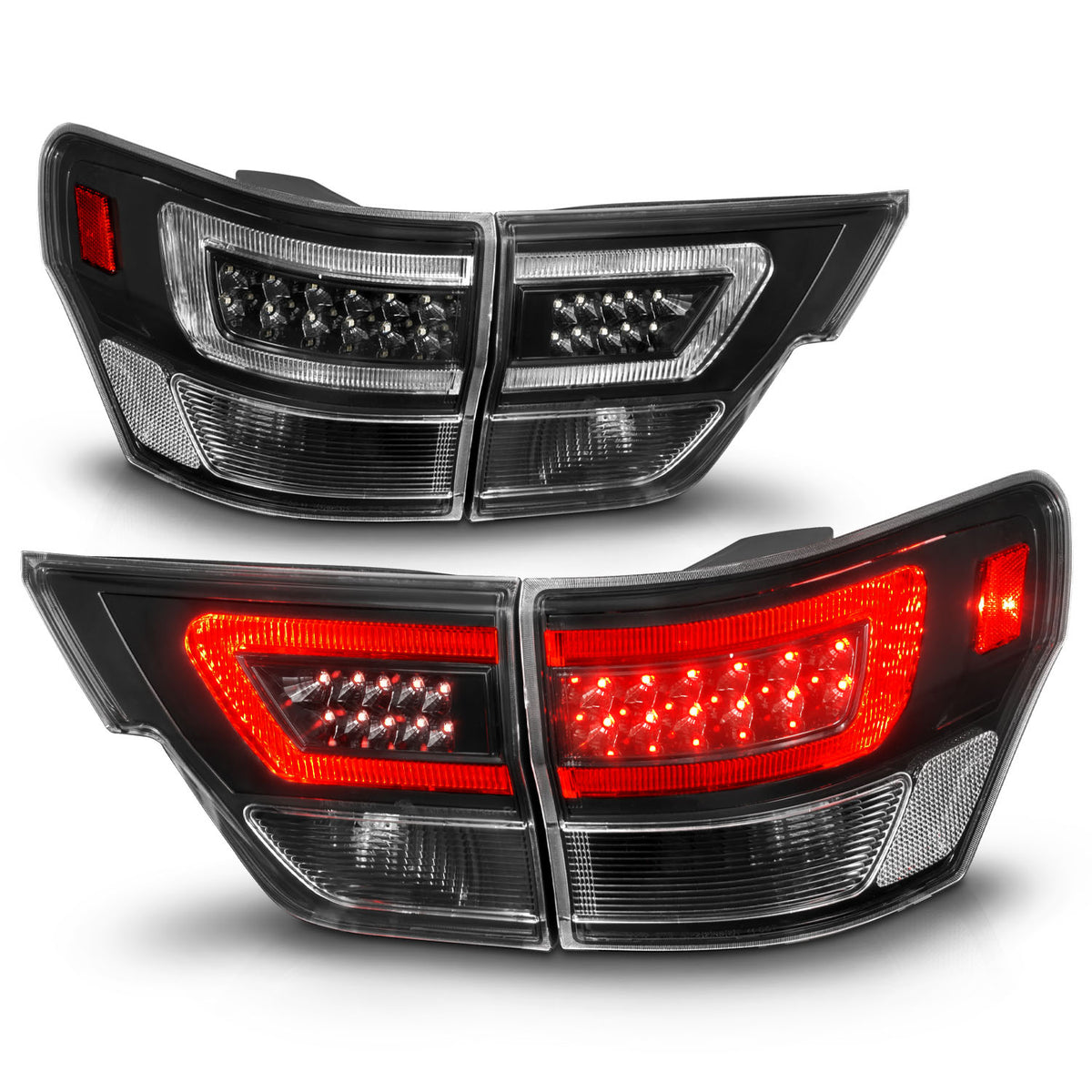 Tail Light Set LED W/ Light Bar Style Black Housing Clear Lens 4pcs Jeep Grand Cherokee 2011-2013 AnzoUSA-1