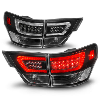 Tail Light Set LED W/ Light Bar Style Black Housing Clear Lens 4pcs Jeep Grand Cherokee 2011-2013 AnzoUSA-1