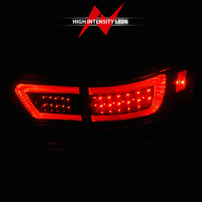 Tail Light Set LED W/ Light Bar Style Black Housing Clear Lens 4pcs Jeep Grand Cherokee 2011-2013 AnzoUSA-5