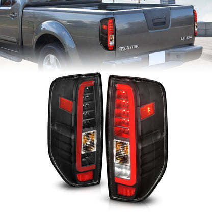 Tail Light Set LED W/ Light Bar Style Black Housing Clear Lens Pair Nissan Frontier 2005-2021, Nissan NP300 Frontier 2016-2020, Suzuki Equator 2009-2012 AnzoUSA