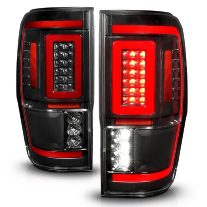 Tail Light Set Clear Lens Pair LED W/ Light Bar Style Sequential Black Housing Ford Ranger 2019-2023 AnzoUSA-1