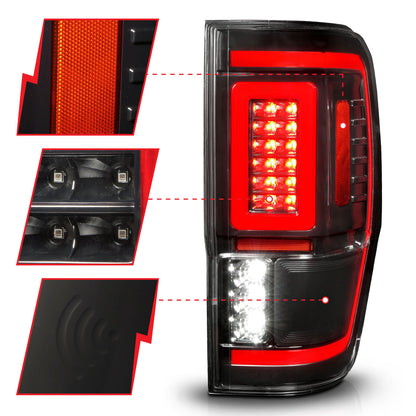 Tail Light Set Clear Lens Pair LED W/ Light Bar Style Sequential Black Housing Ford Ranger 2019-2023 AnzoUSA-2